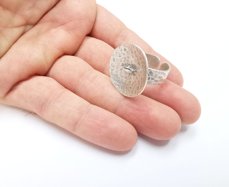 Antique Silver Plated Brass  Adjustable Ring Findings G19842
