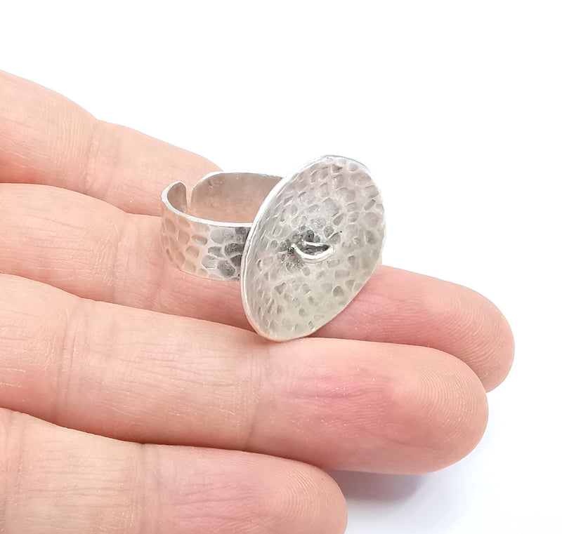 Antique Silver Plated Brass  Adjustable Ring Findings G19842