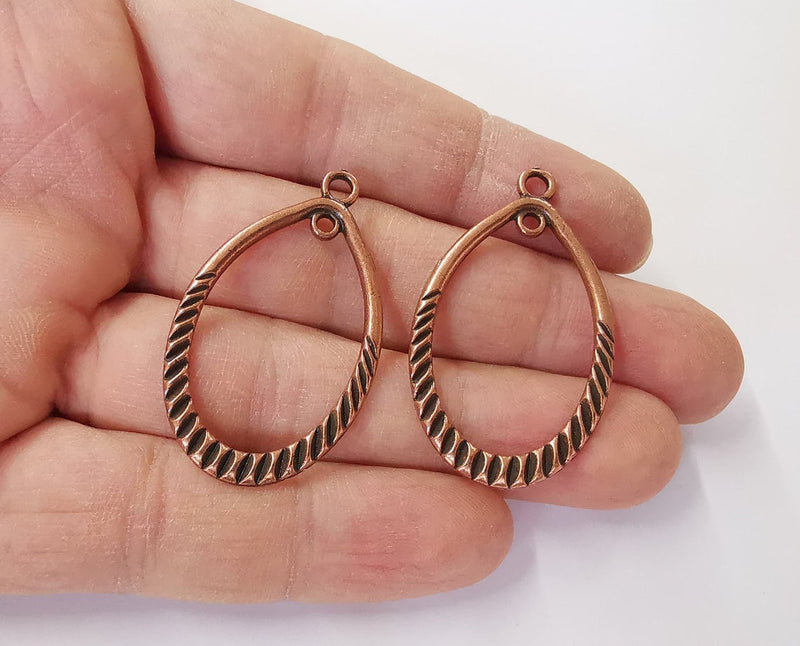 2 Drop charms connector (Double Sided) Antique copper plated charms (42x25mm) G24154