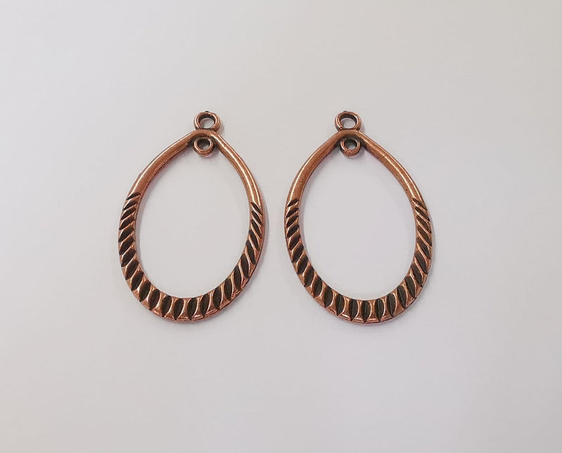 2 Drop charms connector (Double Sided) Antique copper plated charms (42x25mm) G24154