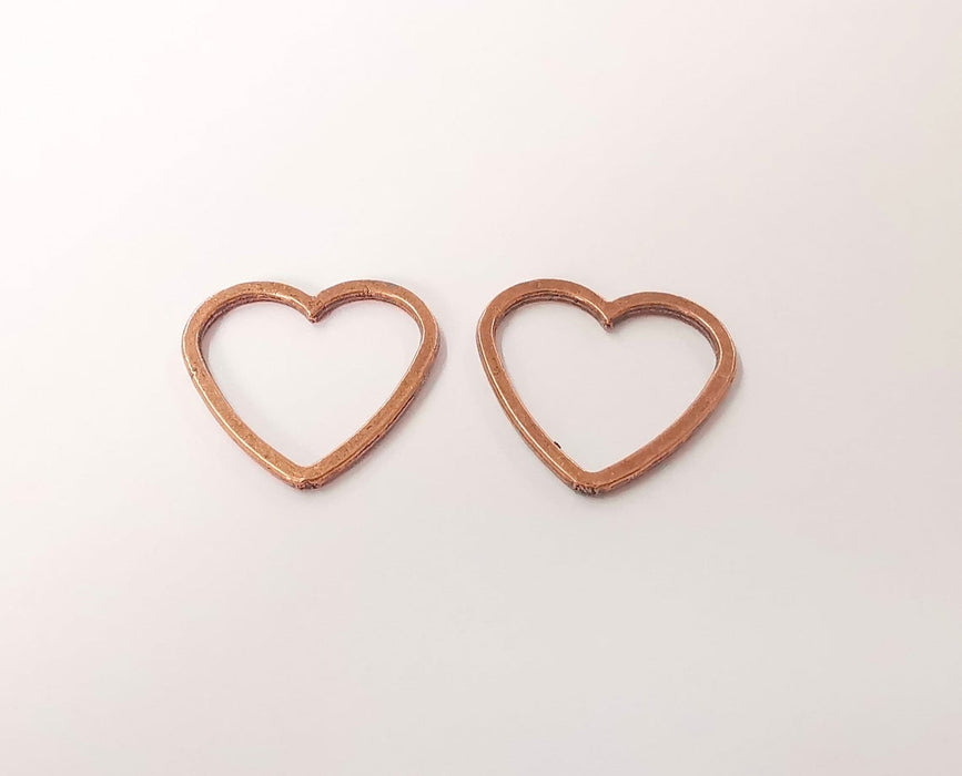 10 Heart connector charm Antique copper plated charm (24x24 mm) G24163