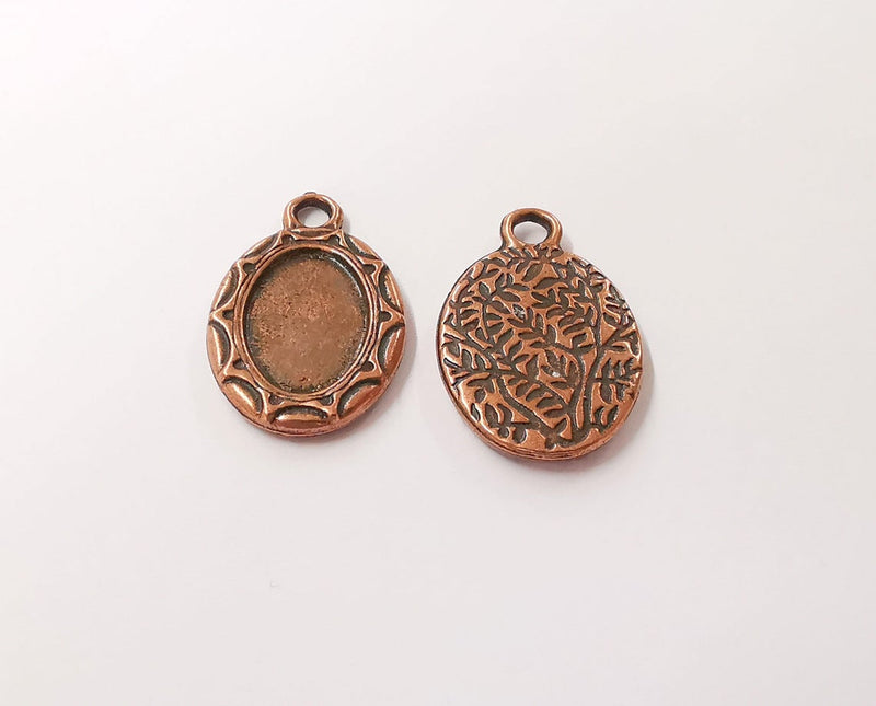 2 Leaf branch frame pendant blank Antique copper plated pendant (29x19mm) (17x11mm Blank Size) G24174