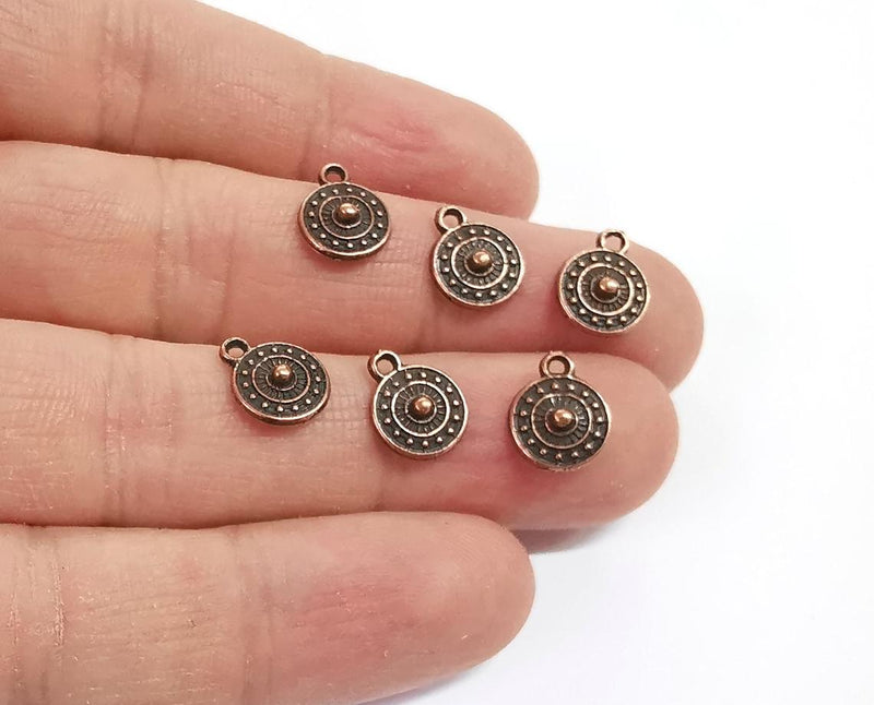 20 Round charms Antique copper plated charms (11x9mm) G18455
