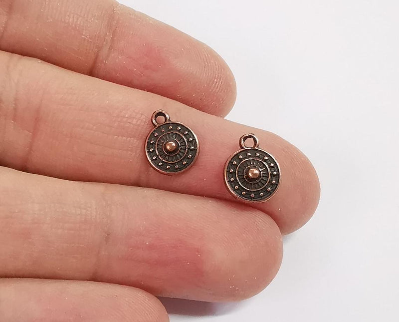 20 Round charms Antique copper plated charms (11x9mm) G18455