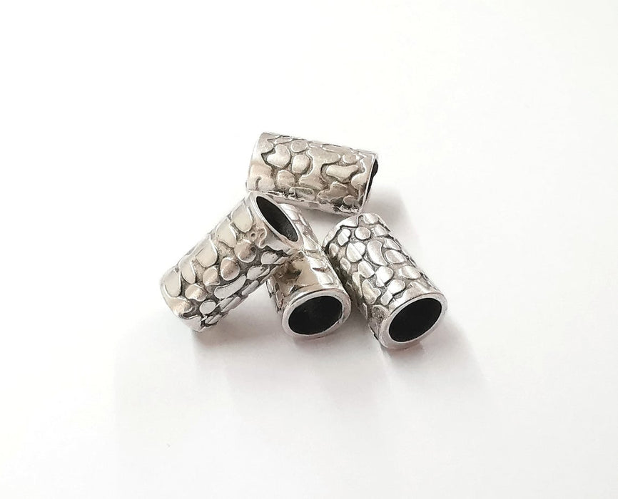 5 Rondelle beads Antique silver plated beads (17x9mm) G24218