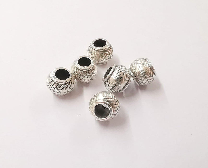 5 Rondelle beads Antique silver plated beads (11x9mm) G24222