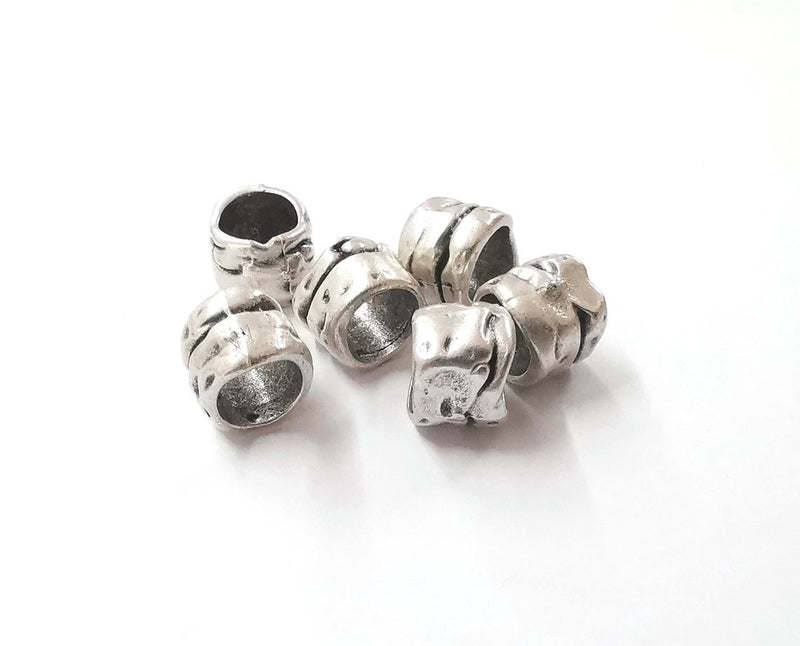 4 Rondelle beads Antique silver plated beads (12x10mm) G24227
