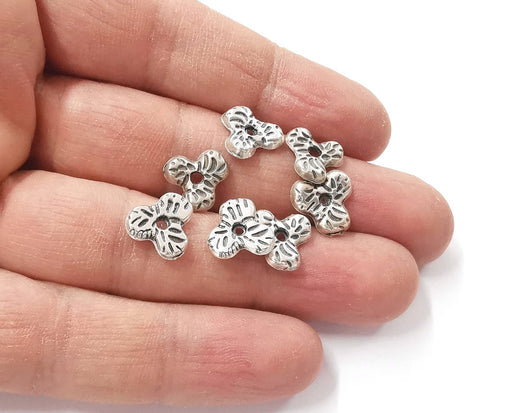 10 Silver beads Antique silver plated beads (13x12mm) G24228