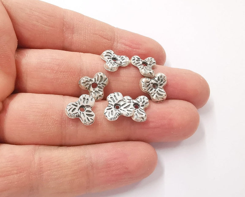 10 Silver beads Antique silver plated beads (13x12mm) G24228