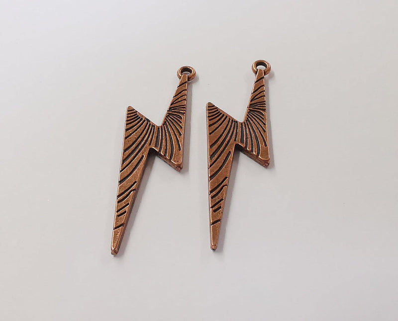 2 Thunder lightning (Double Sided) charms Antique copper plated charms (49x14mm) G24152