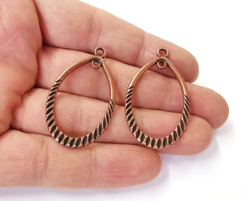 2 Drop charms connector (Double Sided) Antique copper plated charms (42x25mm) G24154
