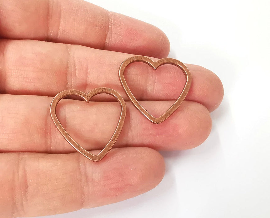 10 Heart connector charm Antique copper plated charm (24x24 mm) G24163