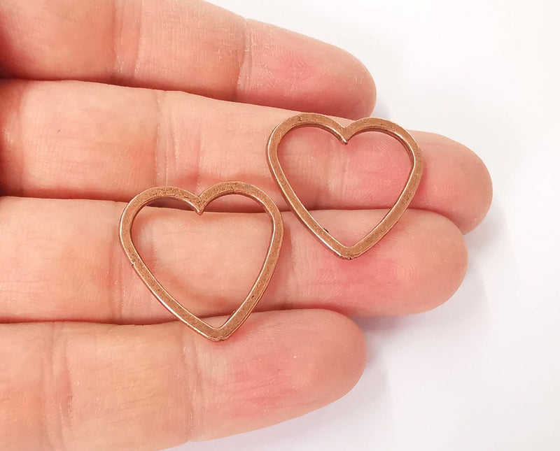 10 Heart connector charm Antique copper plated charm (24x24 mm) G24163