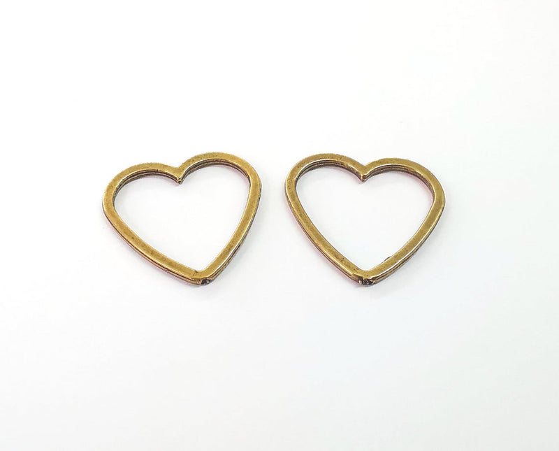 10 Heart connector charm Antique bronze plated charm (24x24 mm) G24178