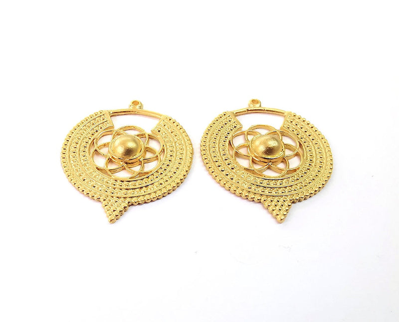 2 Gold charms Gold plated charms (43x35mm) G24194