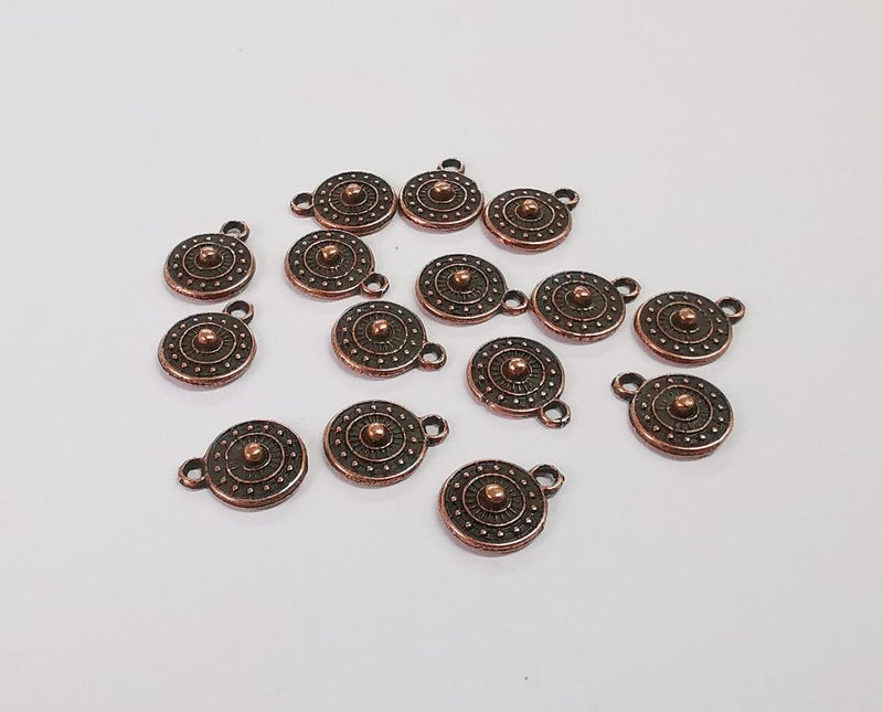 20 Round charms Antique copper plated charms (11x9mm) G18455
