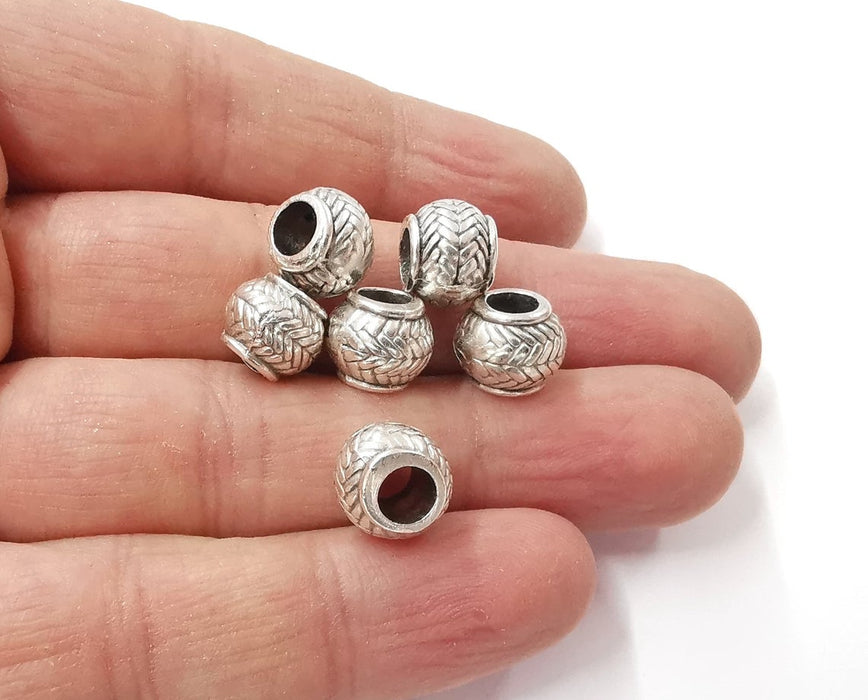 5 Rondelle beads Antique silver plated beads (11x9mm) G24222