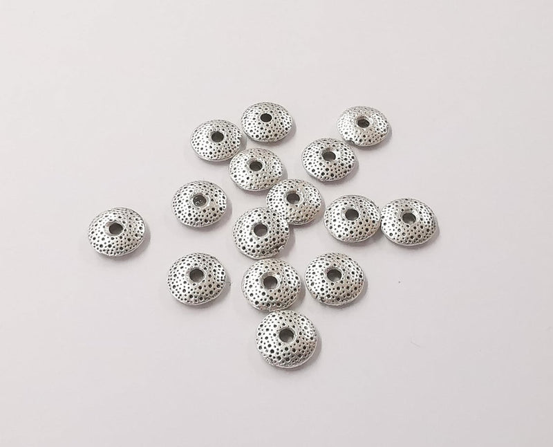 20 Daisy flower beads Antique silver plated beads (10mm) G24224