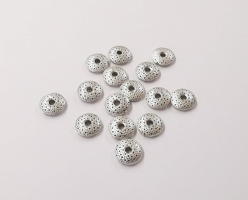 10 Rondelle beads Antique silver plated beads (10x2mm) G24223