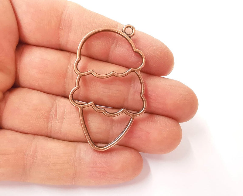 2 Ice cream charms Antique copper plated charms (50x31mm) G24369