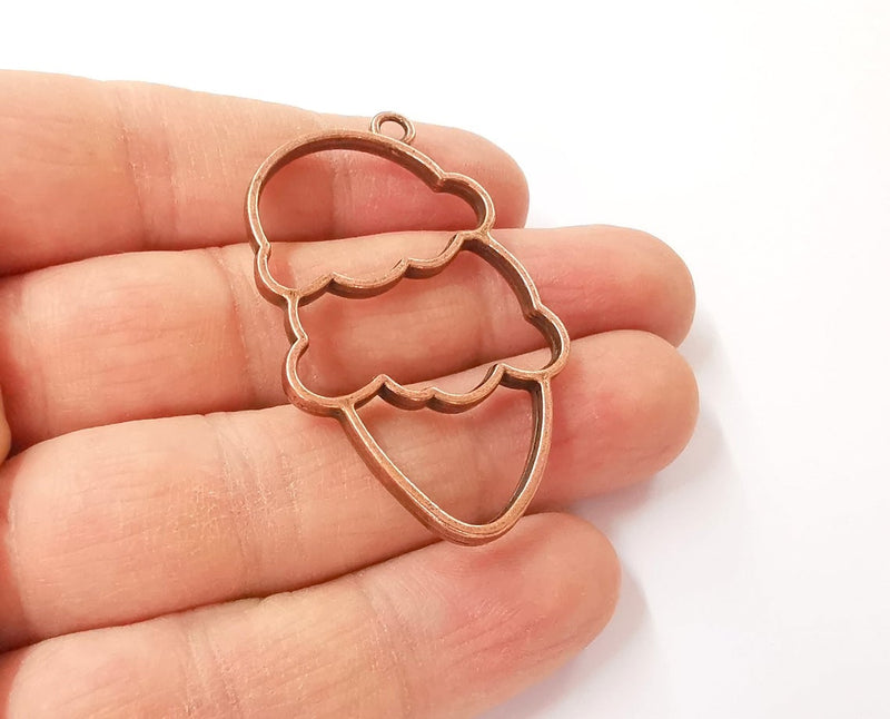2 Ice cream charms Antique copper plated charms (50x31mm) G24369