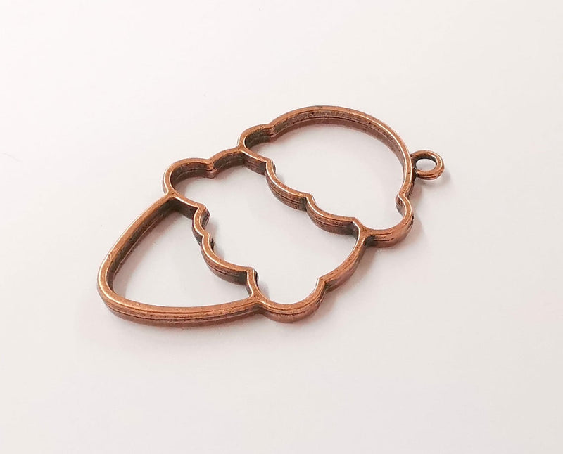 2 Ice cream charms Antique copper plated charms (50x31mm) G24369