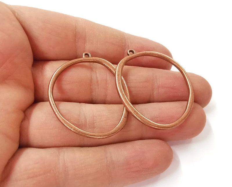 2 Copper charms Antique copper plated charms (40x33mm) G24370