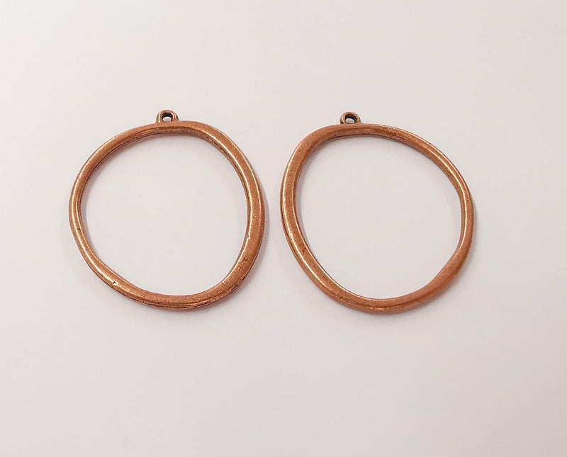 2 Copper charms Antique copper plated charms (40x33mm) G24370
