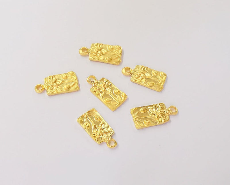 5 Lotus flower charms Gold plated charms (17x8mm) G24385