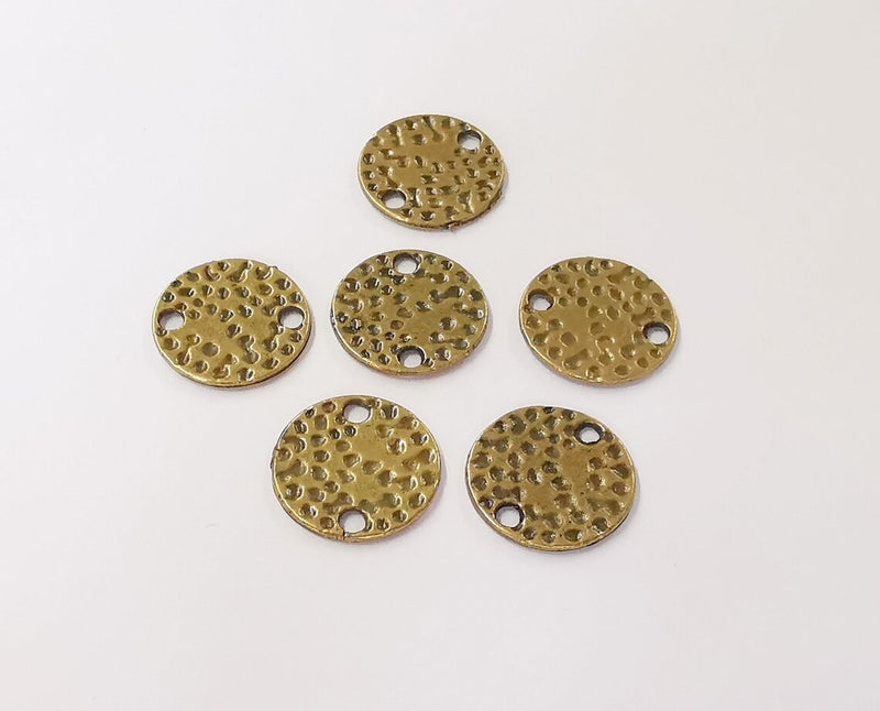 5 Hammered circle charms connector Antique bronze plated connector (18 mm) G24389