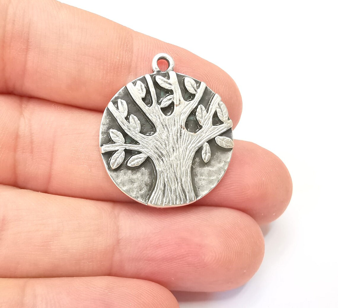 Tree Charms Antique Silver Plated Leafy Tree Charms (25mm) G28576