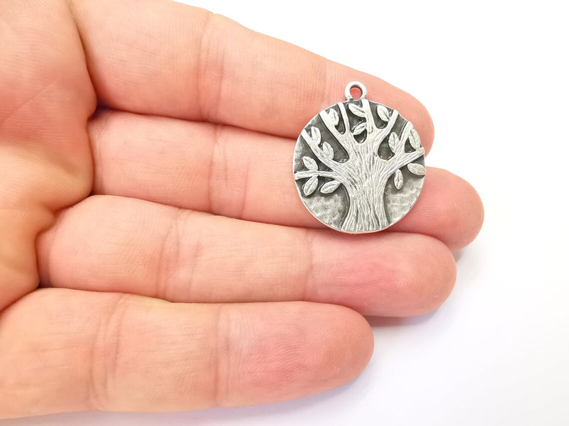 Tree Charms Antique Silver Plated Leafy Tree Charms (25mm) G28576