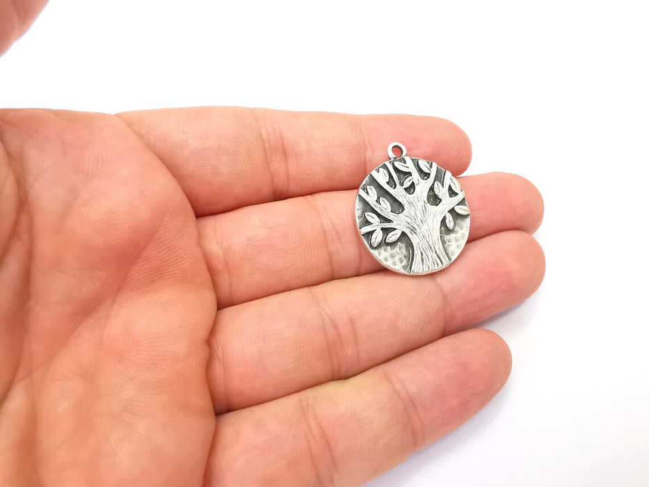 Tree Charms Antique Silver Plated Leafy Tree Charms (25mm) G28576