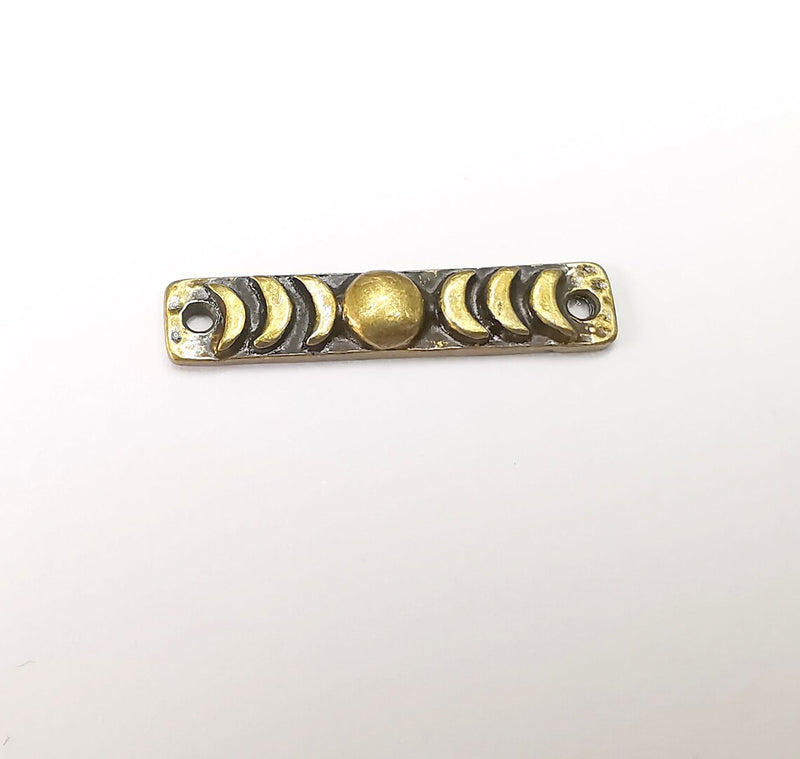 2 Moon Crescent Connector Charms, The Phases of The Moon, Antique Bronze Plated Charms (30x6mm) G29016