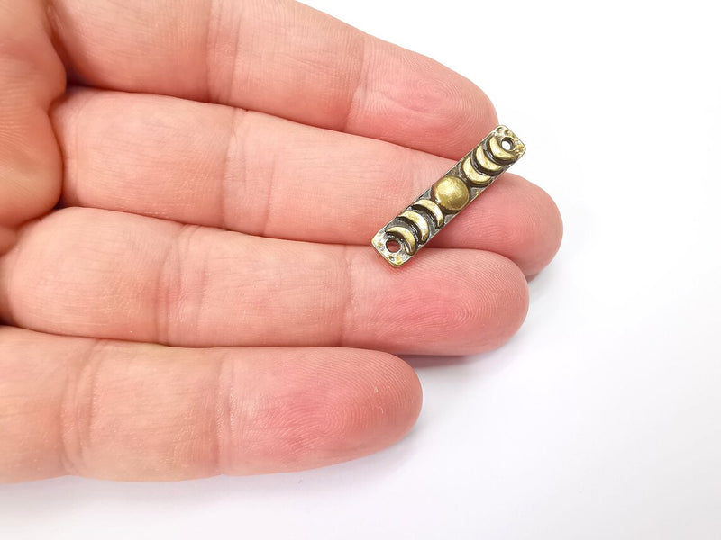 2 Moon Crescent Connector Charms, The Phases of The Moon, Antique Bronze Plated Charms (30x6mm) G29016