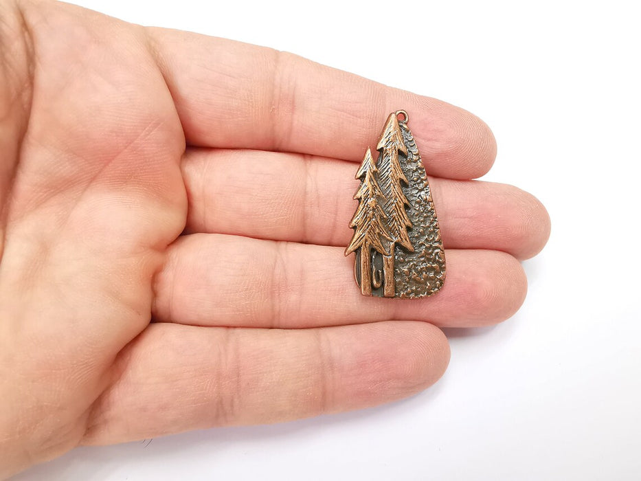 Trees Charms Antique Copper Plated Brushed Charms (40x19mm) G29233