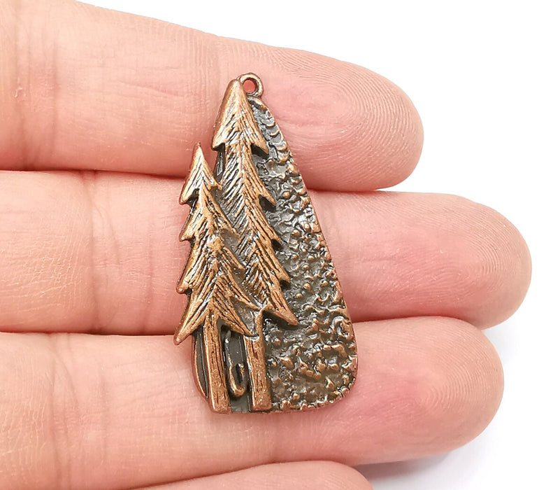 Trees Charms Antique Copper Plated Brushed Charms (40x19mm) G29233