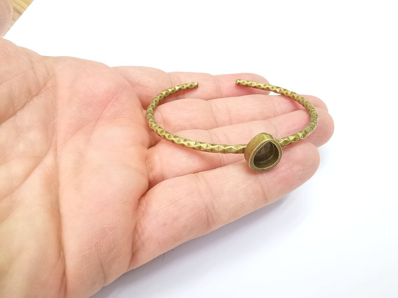 Bracelet Blank Cuff Bezel Resin Cuff inlay Blank Glass Cabochon Base Bezel Hammered Adjustable Antique Bronze Bracelet (10x8mm ) G29237