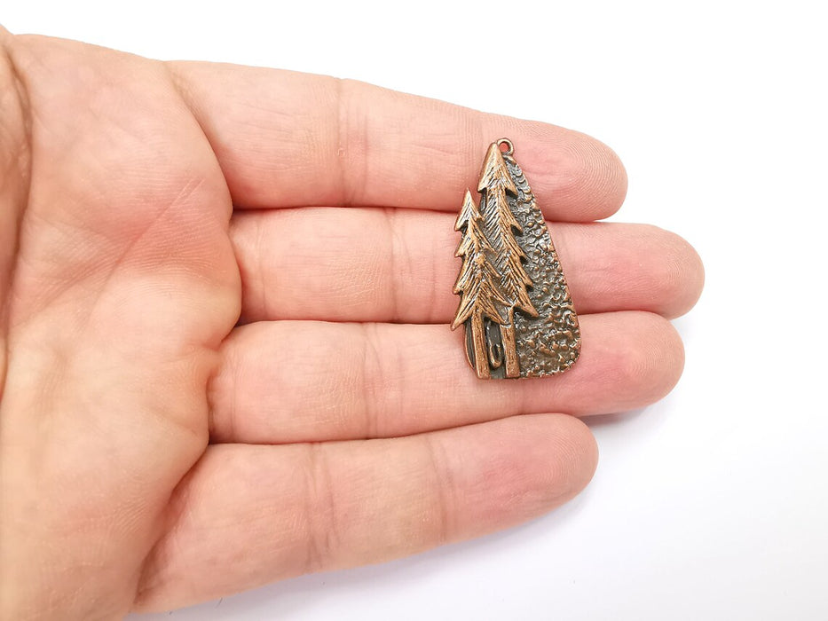 Trees Charms Antique Copper Plated Brushed Charms (40x19mm) G29233