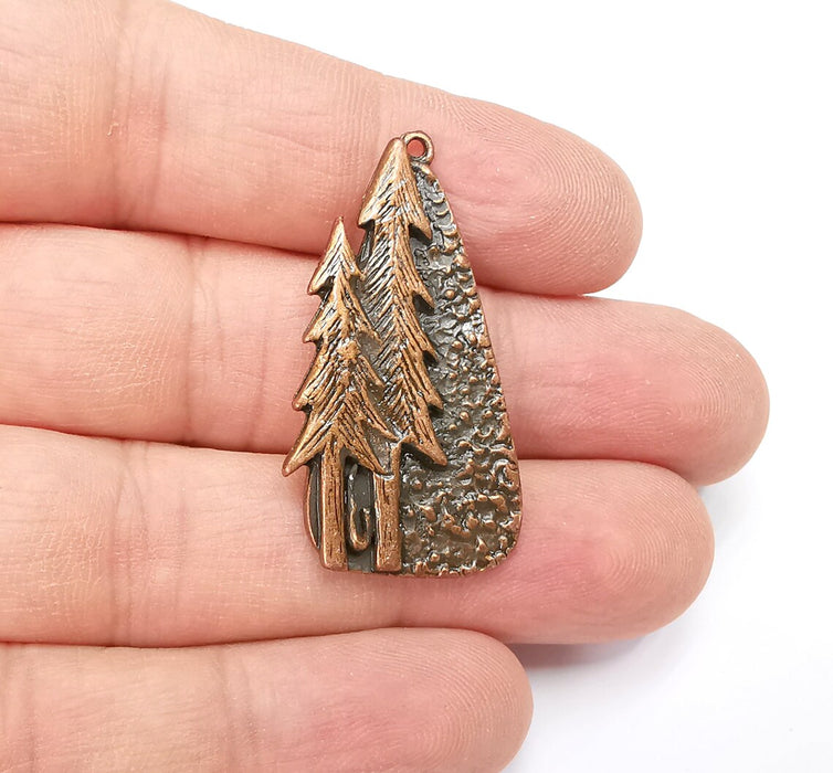 Trees Charms Antique Copper Plated Brushed Charms (40x19mm) G29233