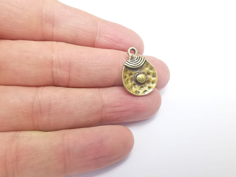 5 Ethnic Disc Charms Antique Bronze Plated Charms (22x17mm) G29721