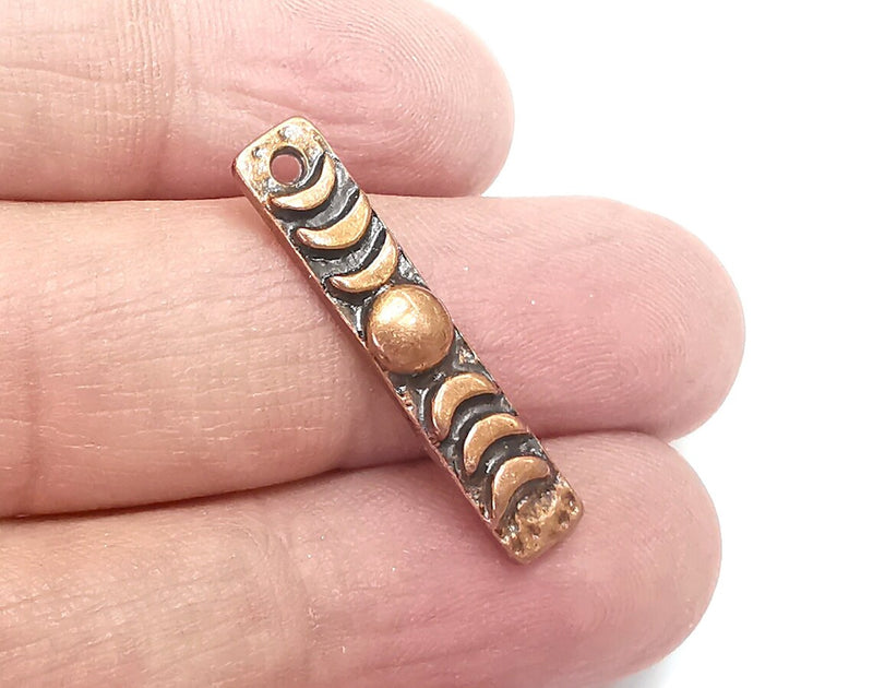 2 Moon Crescent Dangle Charms, Phase of The Moon Antique Copper Plated Charms (30x6mm) G29747
