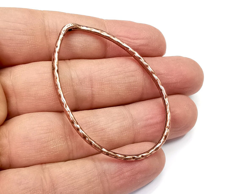 2 Hammered Drop Pendant with Top Hole Findings Antique Copper Plated (57x38mm) G29749