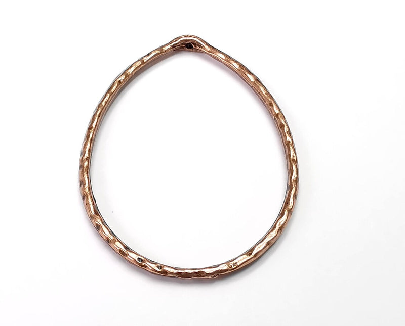 2 Hammered Drop Pendant with Top Hole Findings Antique Copper Plated (57x38mm) G29749