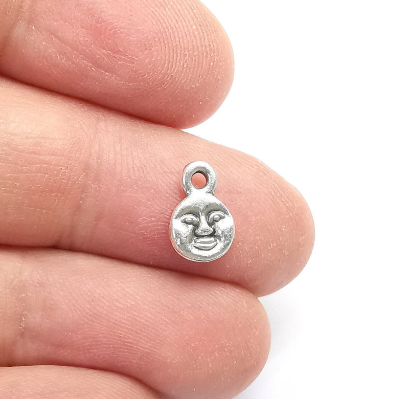 10 Face Charms Antique Silver Plated Charms (11x7mm) G29688