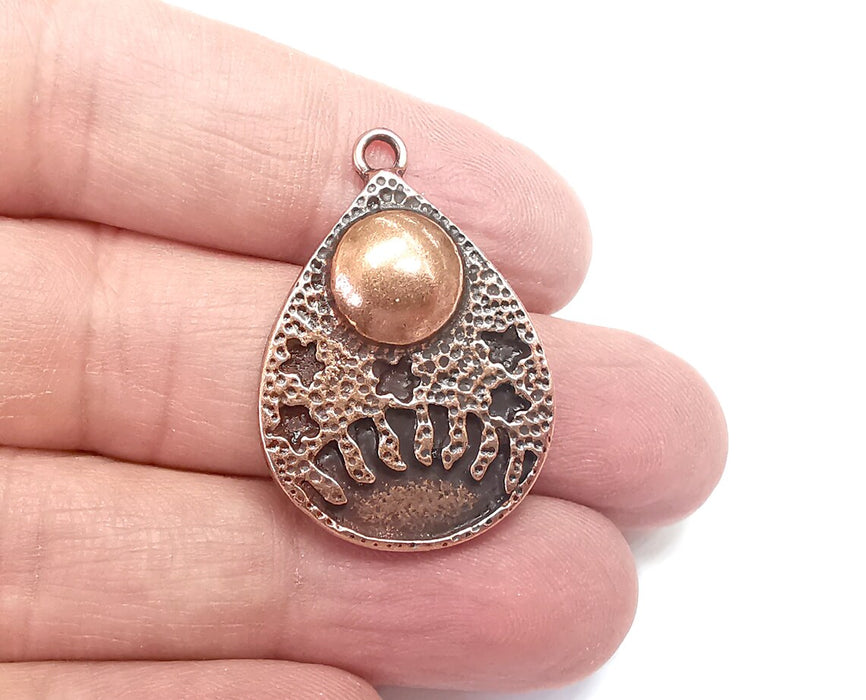 Drop Crown Charms, Antique Copper Plated Charms (35x24mm) G29740