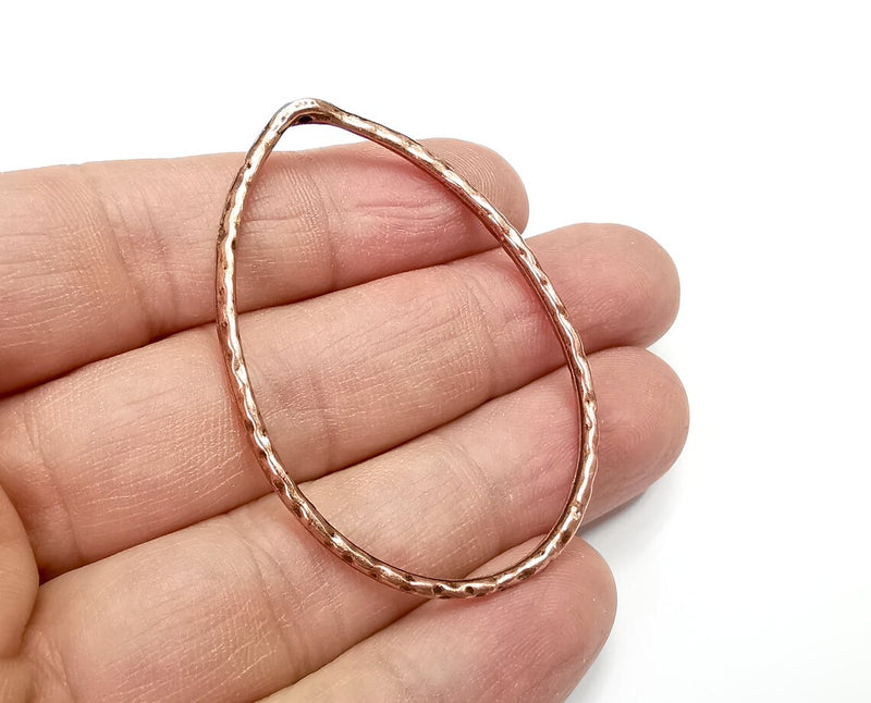 2 Hammered Drop Pendant with Top Hole Findings Antique Copper Plated (57x38mm) G29749