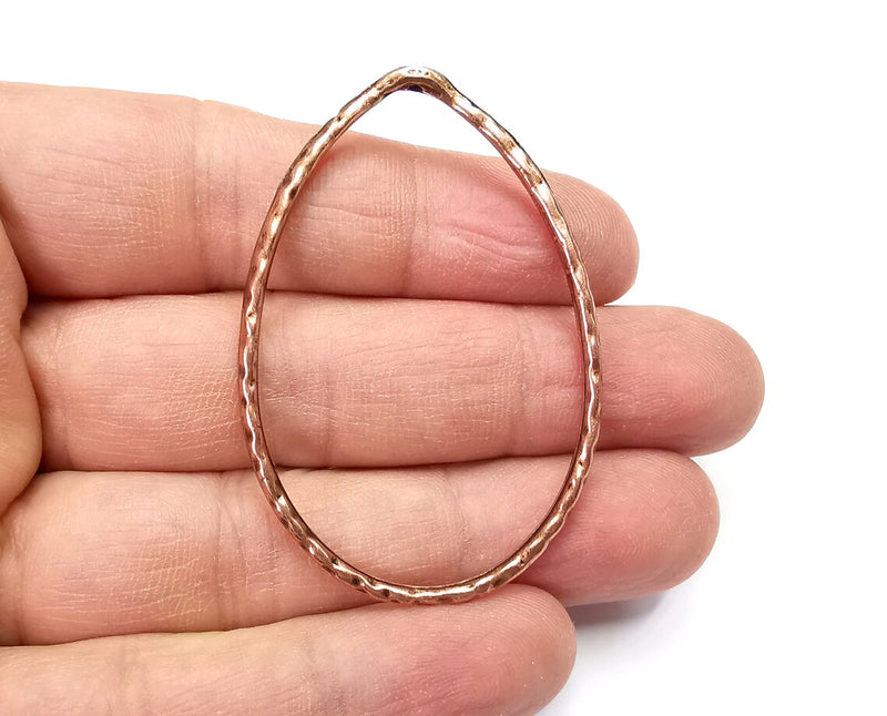 2 Hammered Drop Pendant with Top Hole Findings Antique Copper Plated (57x38mm) G29749