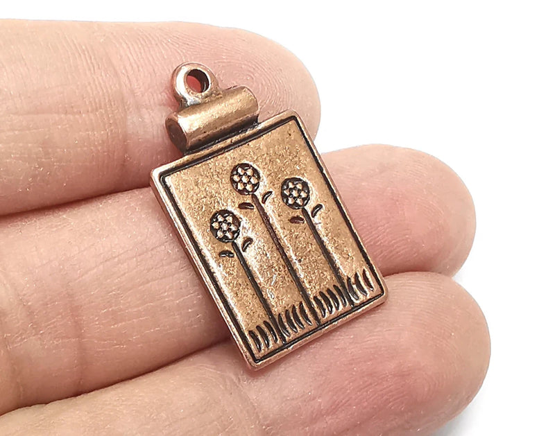 2 Flowers Charms Antique Copper Plated Charms (29x17mm) G29788