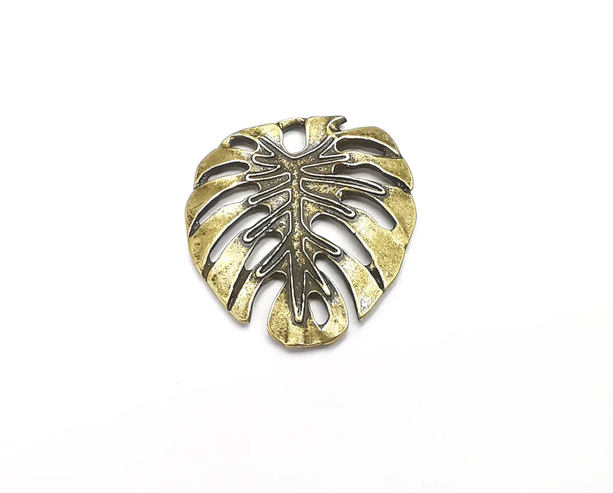 Monstera Leaf Charms, Dangle Charms Antique Bronze Plated (30x29mm) G33047